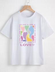 Shein Póló Fehér Print Elasztikus Basic 40L Aaa