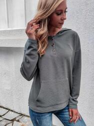 Shein KC55103 Shein Szürke Gombos Kapucnis Pulóver M