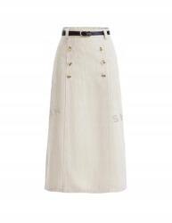 Shein Kordbársony Szoknya Krémszínű Gombos Öv 36 S__s