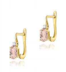 M. Jopek Arany Fülbevaló Morganittal Arany 585 2 X 0, 40 Ct Ovális Gravírozás M. jopek
