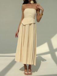 Shein IC14113 Shein Pliszírozott Ruha MIDI Nyitott Vállú (39) M