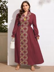 Shein Hímzett Ruha Maxi, Size 44, bordó, poliészter