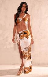 Prettylittlething EC23208 Maxi Szoknya Szatén Mintás Slicc Prettylittlething (11) L