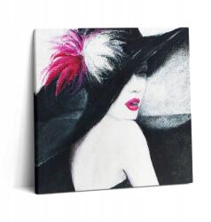 Wallfluent Vászonkép Canvas Vászon Könnyű Összeszerelés Étkezőbe Női Portré Kalapban (010030010270000074639)