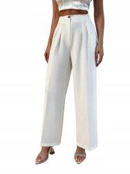 Shein Fehér Magas Derekú Elegáns Egyenes Szárú Nadrág 40 L__L