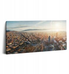 Wallfluent Vászonkép Fa keret az irodába Barcelona Panoráma Város 100x50 (010030010010000075434)
