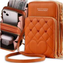 EdiBazzar Barna Borítéktáska 2in1 Postás Táska retro telefonhoz Pénztárca (Torebka na telefon portfel skórzana na ramię)