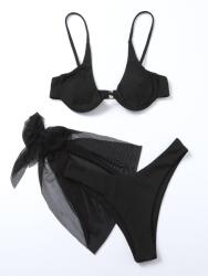 Shein Fürdőruha Felső Fekete Csíkos Strandkendő 36 S__m