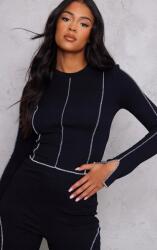 Prettylittlething Fekete Testhezálló Hosszú Ujjú Felső Kerek Nyakkivágással Prettylittlething 40