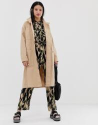 Monki MIDI Bézs Kabát, zsebekkel, Size M, 100% pamut