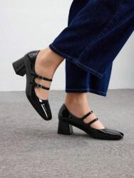 Shein EC47210 Shein Lakkozott Magassarkú Cipő Fekete (39) 37 (sx2406140136628615)