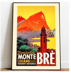  Utazási poszter Svájc Lugano Monte Bre A3 (Plakat Podróżniczy Podróże Vintage)