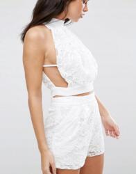 Design Fehér Kötött Crop Top Csipke L