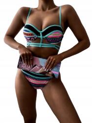  Női fürdőruha kétrészes bikini színes csíkos S