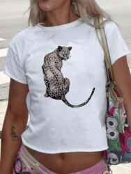 Shein Rövid Ujjú Póló Fehér Casual Print 38 M__M