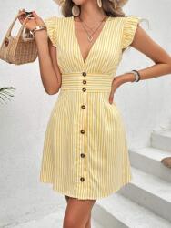 Shein IC54107 Shein Csíkos Ruha , Gombos Miniruha (41) S