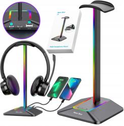  Gamer Fejhallgató Állvány Rgb Led 2XUSB (Stojak na słuchawki na biurko LED USB C USB)