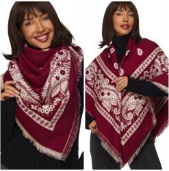 DEMUR Női Kendő meleg vastag téli ágytakaró nagy széles, négyzet alakú bordó (chusty narzutki poncza szale damskie zimowe)