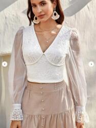Shein XC45214 Shein Elegáns Csipkés Hosszú Ujjú Felső XL