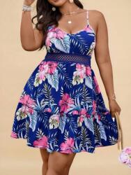 Shein FC16112 Shein Trópusi Mintás Ruha Felett Érült Ruha (38) 44