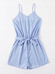 Shein LC86203 Shein Rövid Csíkos Overál Vállpántokkal M