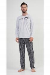  Férfi hosszú ujjú pizsama, hosszú nadrág 2060251348 XL szürke (2060251348)