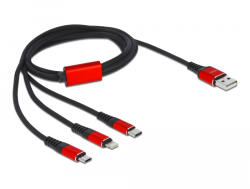 Delock 86709 USB 2.0 1 M USB A USB C/Lightning Fekete, Vörös (86709)