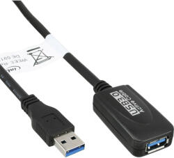 InLine 35650 USB kábel USB 3.2 Gen 1 (3.1 Gen 1) 5 M USB A Fekete (35650)