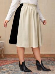 Shein Emery Rose Bő Szabású MIDI Szoknya Kétszínű Bézs Fekete 3XL__3XL