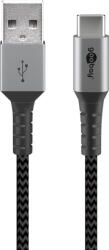 Goobay 49296 USB kábel USB 2.0 1 M USB C USB A 0, 48 Gbit/s Fekete, Szürke (49296)