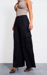 Prettylittlething Fekete Klasszikus Széles Szárú Cipzáras Nadrág Prettylittlething 32