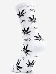  Hosszú Zokni Férfi Zokni 4: 20 Levelek Pamut Zokni Fehér Uni