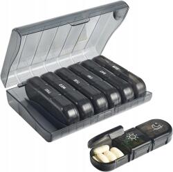  Szervező Doboz, 7 napos, 4 rekeszes, gyógyszeres, 16×12×4cm, műanyag (etui, osobno wyjmowane pojemniczki)