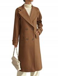 Shein Kabát Barna Kétsoros Hosszú Elegáns 36 S__s