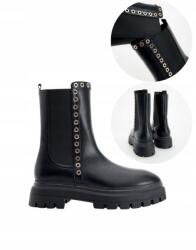 Reserved TR1242 Fekete Platformos Bebújós Bakancs Arany Díszítéssel 39-ES (463AB-99X)