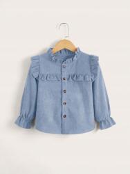 Shein Gyerek Ing Fodros Kordbársony Gombokkal Kék 90__86