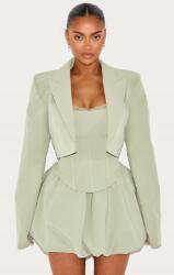 Prettylittlething Zsályás Rövid Blézer Hosszú Ujjú Gallér Prettylittlething 42