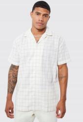 Boohooman Bézs Kockás Rövid Ujjú Oversize Pamut Ing Boohooman L