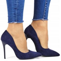VINCEZA Női Magassarkú Cipő Sötétkék Velúr Elegáns Hot iCIPŐ (AH3 NAVY ZAMSZ)