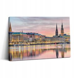 Wallfluent Canvas Vászonkép Hálószobába Modern Alster Hamburgban 30x20 cm (010030010150000075907)