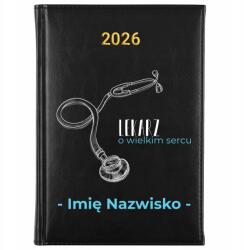 FunnyCase Könyvnaptár 2026 Nagy Szívű Orvos Fekete Tervező Ajándék Wz (Kalendarz Czarny LEKARZ O WIELKIM SERCU)