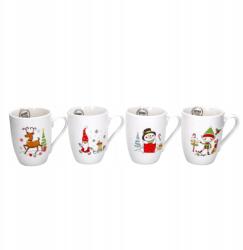 Kaemingk Karácsonyi bögre porcelán fehér mintás 375ml karácsonyi