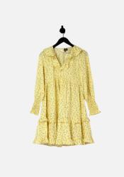 VERO MODA Sárga, virágmintás ruha, Size S, poliészter, V-nyakkivágás (472741)