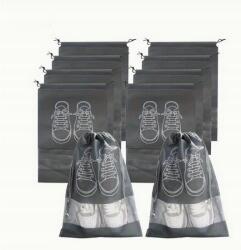  10 db-os poliészter cipőzsák átlátszó ablakkal lélegző (Worki etui do przechowywania 10szt)