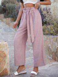 Shein LC31222 Shein Széles Nadrág Rózsaszín Magas Derekú Paperbag Övvel M
