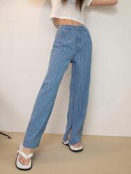 Shein EC34112 Shein Csíkos Farmer Nadrág Kivágással S