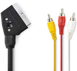 Nedis CVGP31130BK10 SCART kábel 1 M 3 x RCA Fekete (CVGP31130BK10) - compzone