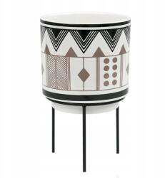 Styldekor Virágtartó Fekete Fehér Barna 23x14cm Állvánnyal Boho 25 20 15 (0400063SC)