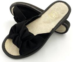 Maximus Női Bőr Papucs Topánka Otthoni Strandpapucs Masnival Fekete méret 41 (K0-00)