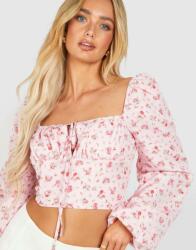 Boohoo Rózsaszín Virágmintás Hosszú Ujjú Rövid Kötésű Felső Boohoo 42